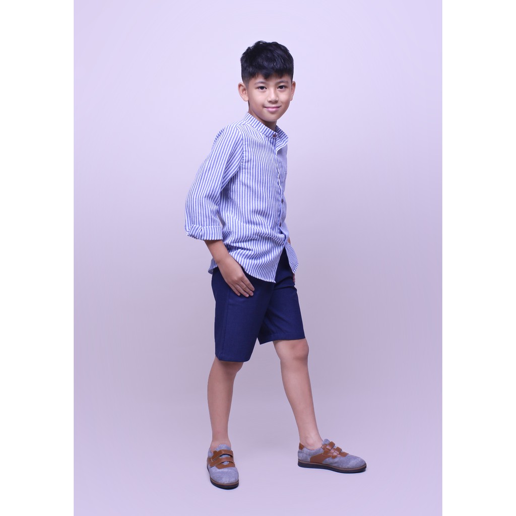 Áo sơ mi bé trai tay dài sọc xanh biển TAS009 - JADINY