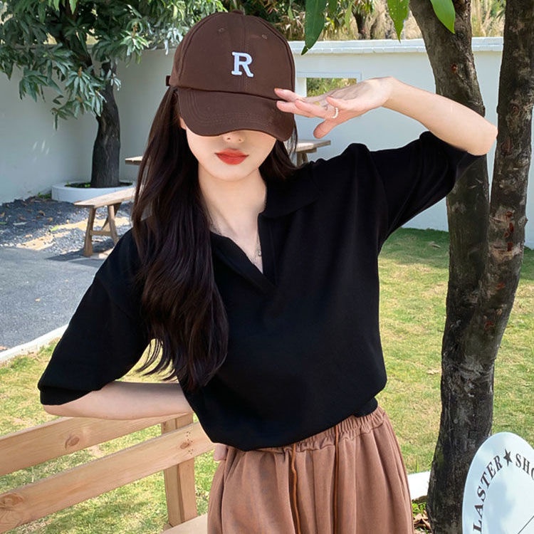 Áo Thun Tay Ngắn Cổ polo Màu Trơn Dễ Phối Đồ Hợp Thời Trang Phong Cách Hàn Quốc