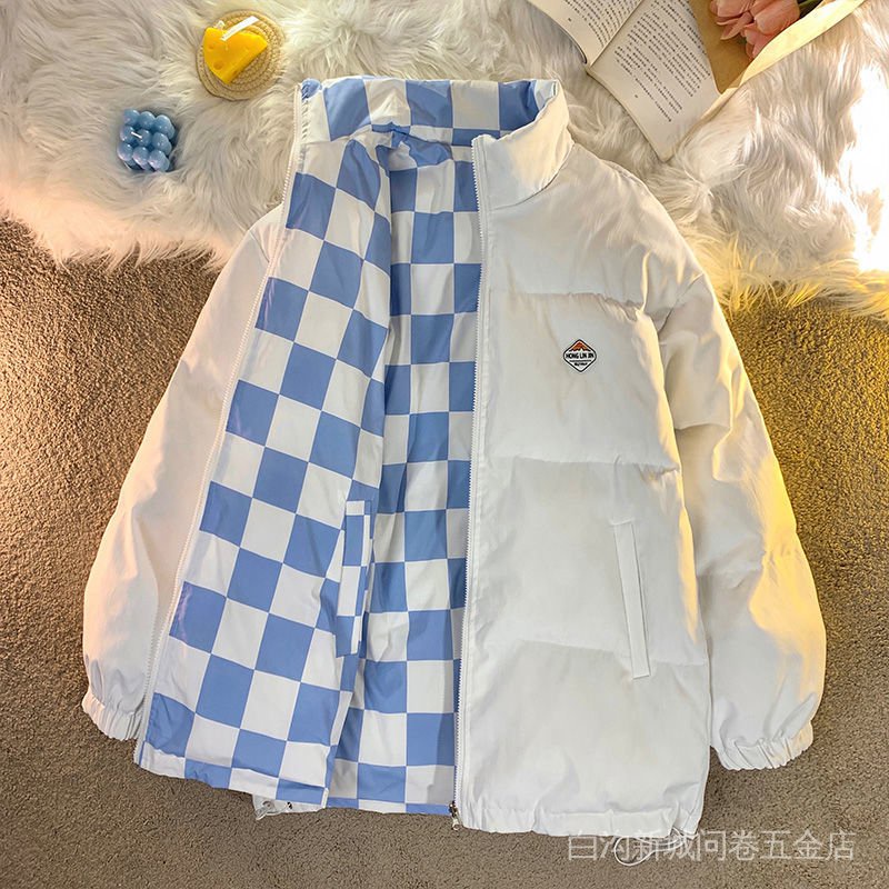 Áo Khoác Hai Mặt Đệm Cotton Dáng Rộng Thời Trang Mùa Đông Hàn Quốc Dễ Phối Đồ Cho Nam Nữ