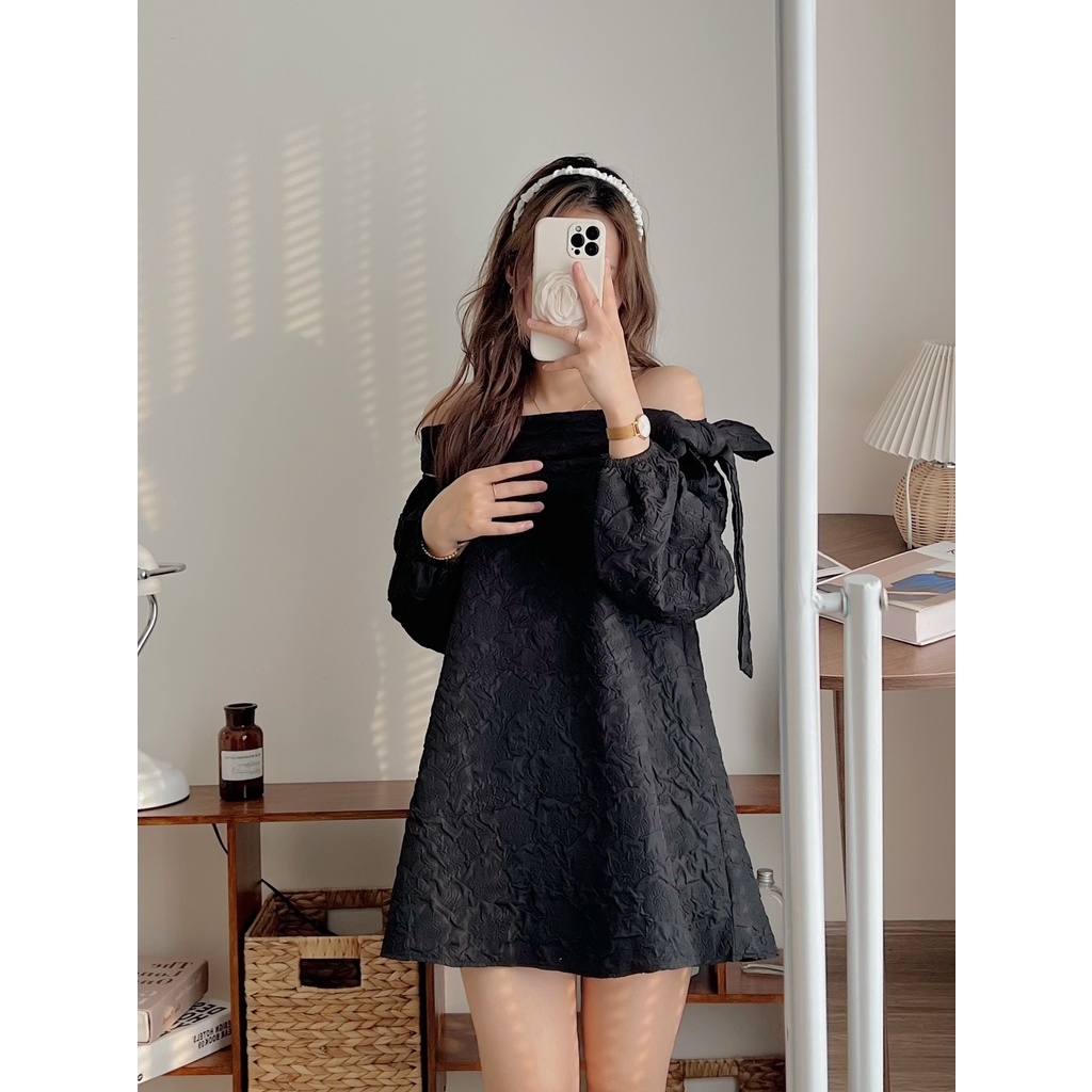 [SẴN/VIDEO] ĐẦM ÁO GẤM TRỄ VAI NƠ BUỘC 3 MÀU SIÊU XINH TOPY DRESS