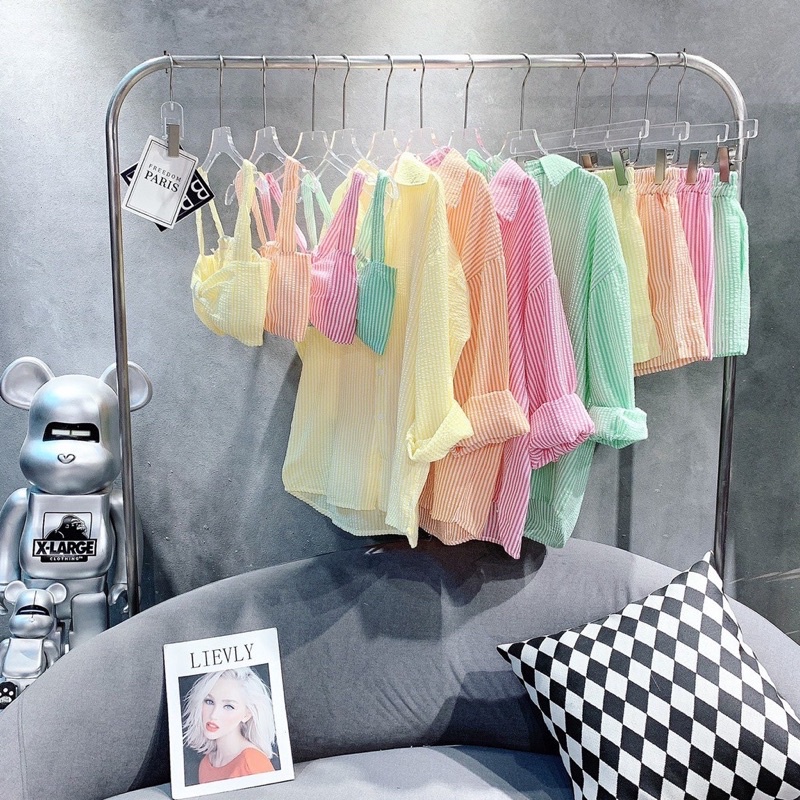 BIGSIZE Set sơ mi xốp 3 món 55-95kg