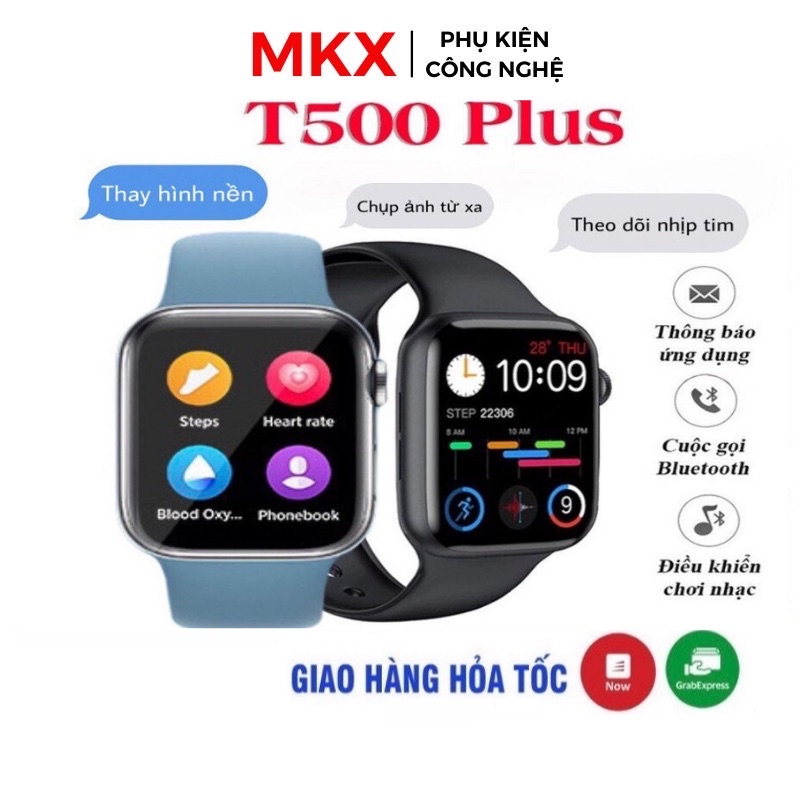 Đồng Hồ Thông Minh T500+ Plus Seri 6 Hiwatch 6 Thay ảnh Nghe gọi kết nối bluetooth 5.0 44mm Pin Trâu