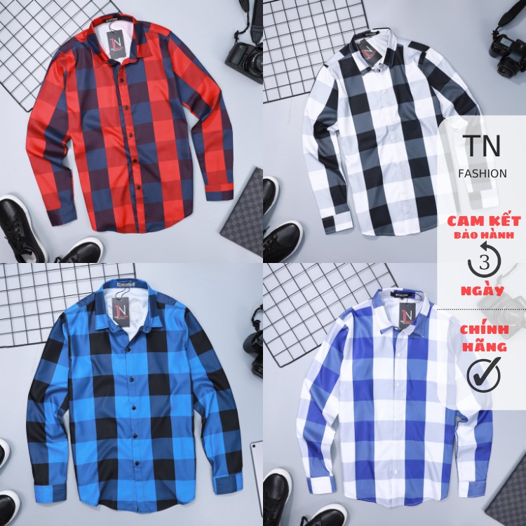 Áo sơ mi nam dài tay ⚡LỊCH LÃM - ĐẲNG CẤP⚡ Họa tiết caro chất liệu lụa Twill mềm mịn siêu mát