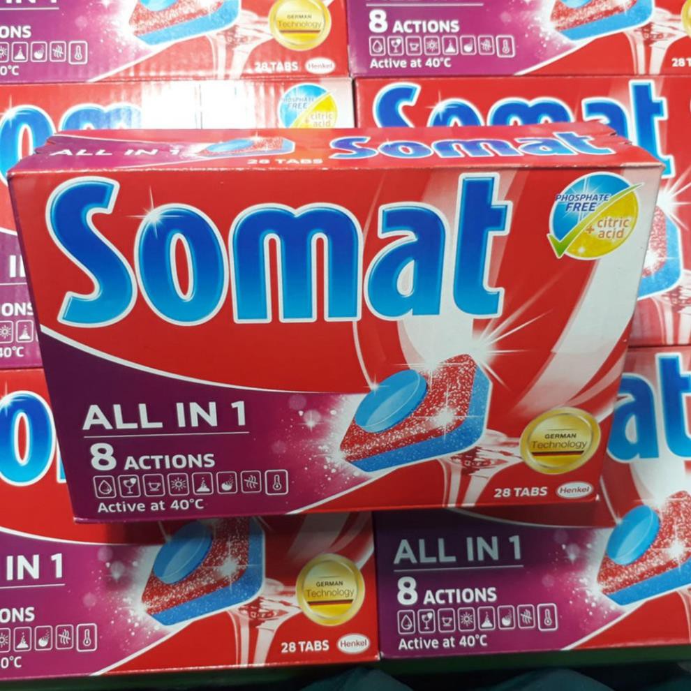 Combo 2 gói Viên rửa bát Somat 25v All in one 50 viên