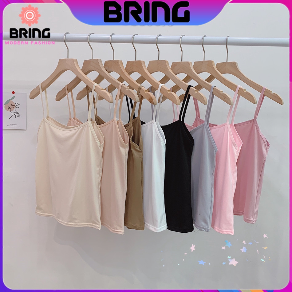 [Mã FASHIONT4WA2 giảm 10K đơn 50K] Áo hai dây ôm màu trơn thiết kế đơn giản cho phái nữ