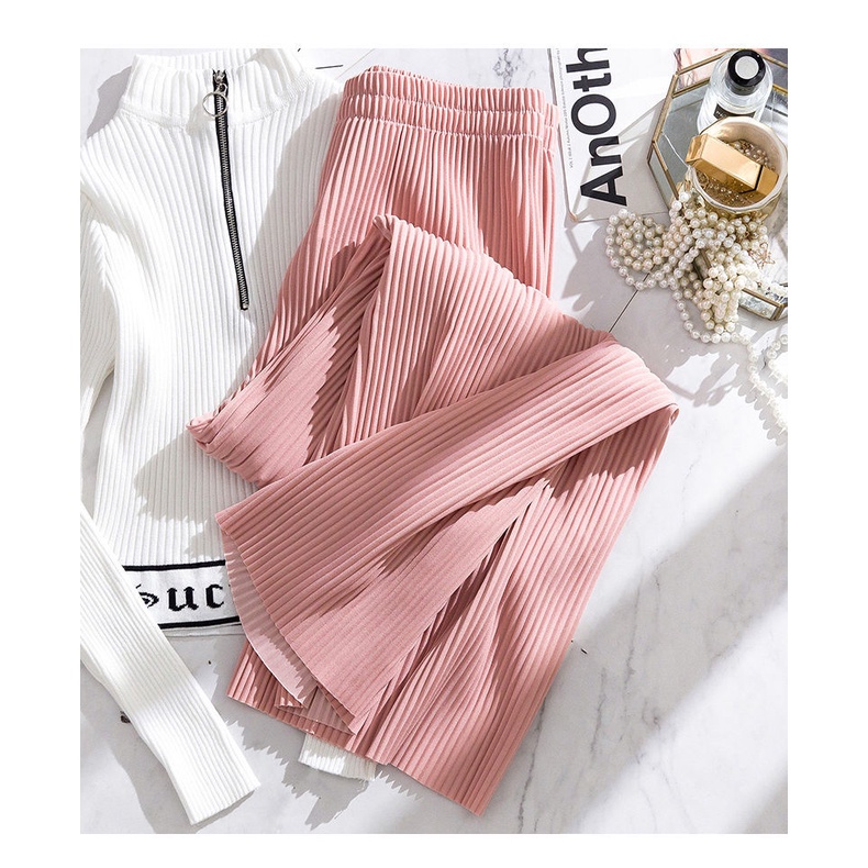 Quần ống rộng Lưng Cao Phong Cách Hàn Quốc Cho Nữ