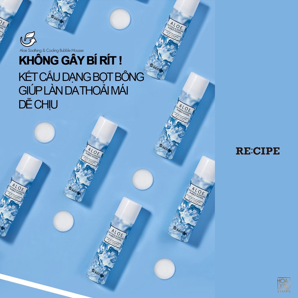 Xịt Khoáng Dưỡng Ẩm Mát Lạnh Dịu Da RECIPE ALOE Soothing & Cooling Bubble Mousse 150ml | BigBuy360 - bigbuy360.vn