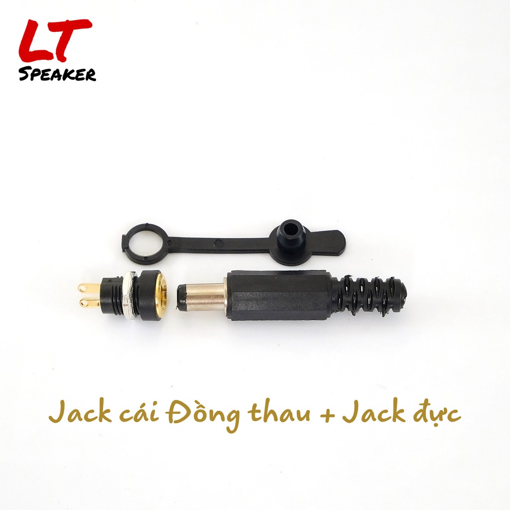 Jack DC 5.5 x 2.1mm Jack cái kim loại, đồng thau, Jack đực nhựa - ron chống nước