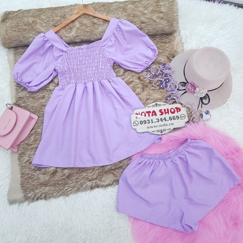 [Freeship extra] Set bộ đùi phối áo babydoll cổ vuông tươi trẻ , SET ĐÙI CỔ VUÔNG | BigBuy360 - bigbuy360.vn
