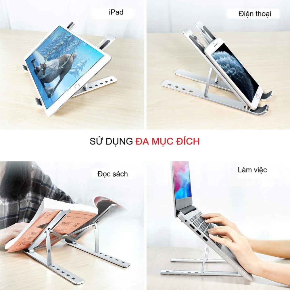 Giá Đỡ Laptop Nhôm SSR Dùng Được Cho Ipad Macbook Cao Cấp Có Thể Gấp Gọn Tùy Chỉnh 7 Góc Độ (Kèm Túi Đựng) (LA103134)