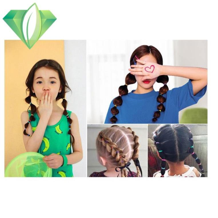 Dây Buộc Tóc SOLANO Dây Chun Buộc Tóc Set 1000 Chun Buộc Tóc Màu Sắc Cho Bé Gái FA-001286