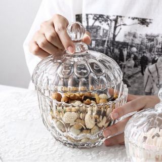 Thố thủy tinh đựng mứt - hạt dưa - có nắp đậy