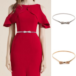 Faitolaig Nữ Co Giãn Kim Loại Thắt Lưng Bạc Vàng Dây Xích Thắt Lưng Nữ Nơ Khóa Thắt Lưng Cho Nữ Váy