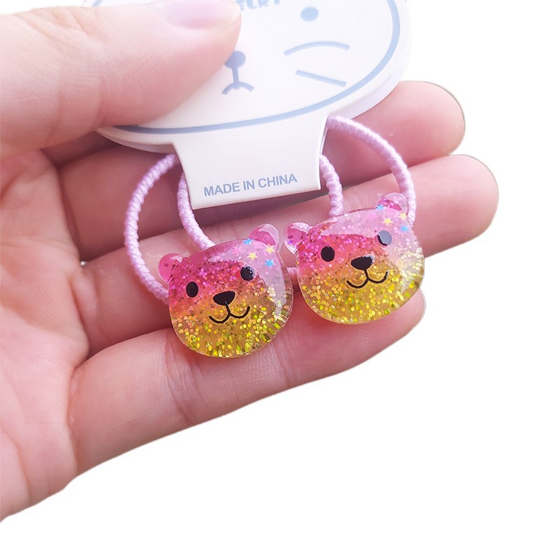 Set 2 Dây Cột Tóc Co Giãn Họa Tiết Hoạt Hình Dễ Thương Cho Bé Gái