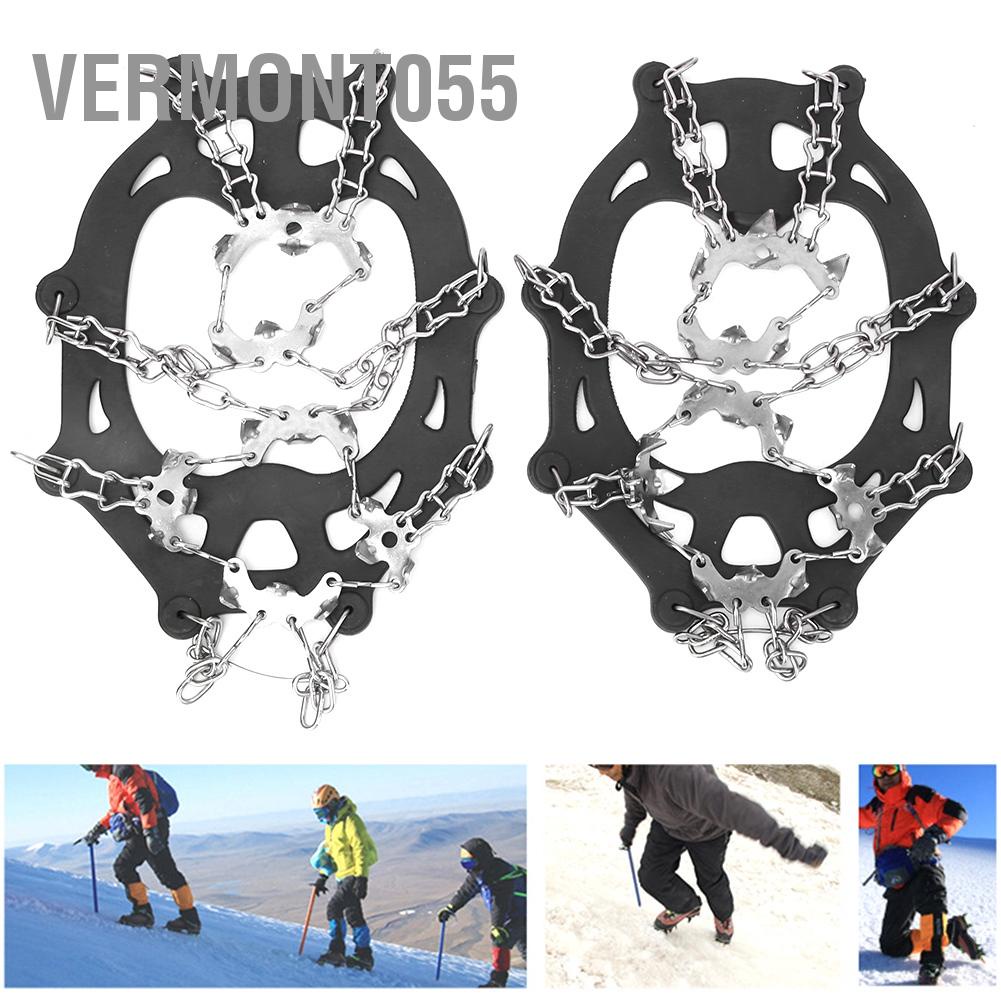 Vermont055 A Pair 19 Teeth Outdoor Climbing Ice Crampons Stainless Steel Welding Anti-Slip Shoe Snow Grips Spikes Cleats
