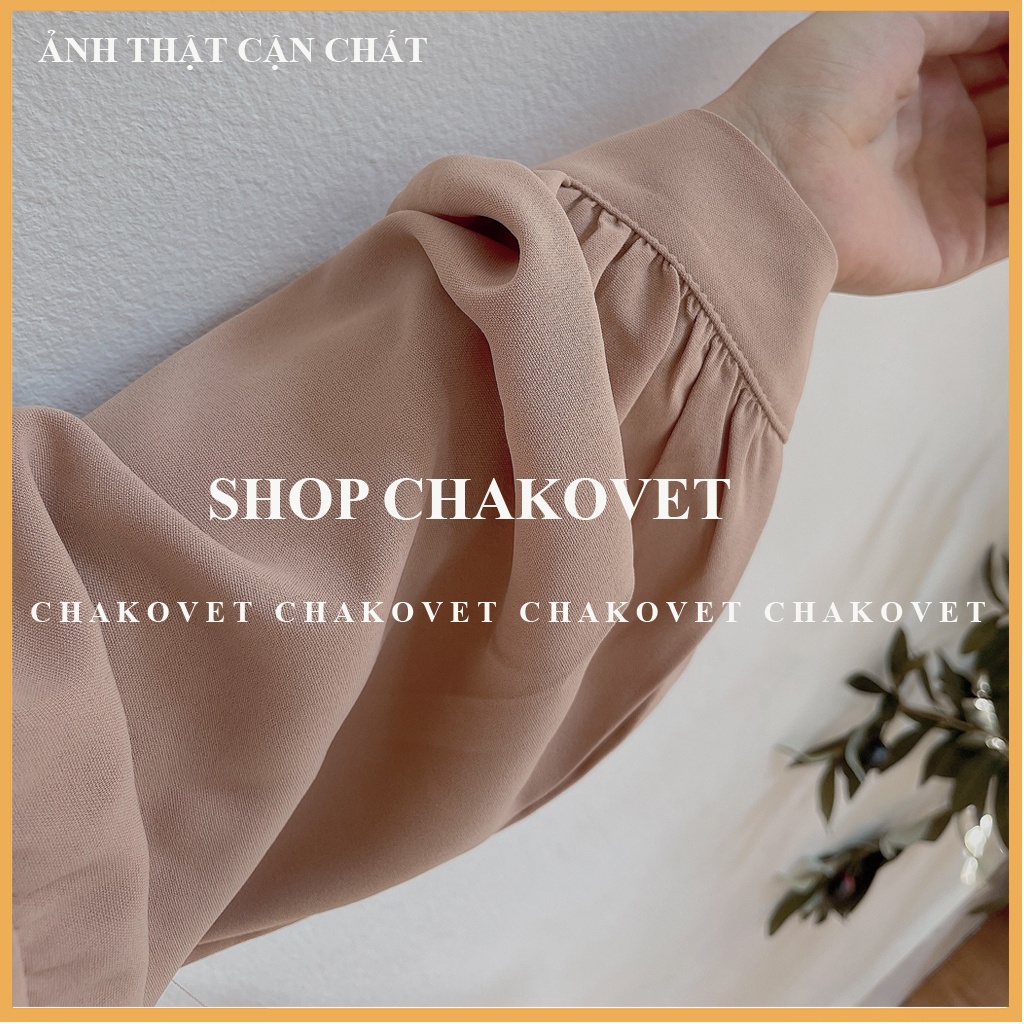 Sơ mi nữ tay bồng CKA882, áo nữ kiểu cổ tàu thiết kế tay dài họa tiết ren ngực dáng basic chất mềm mát đẹp không nhăn | BigBuy360 - bigbuy360.vn