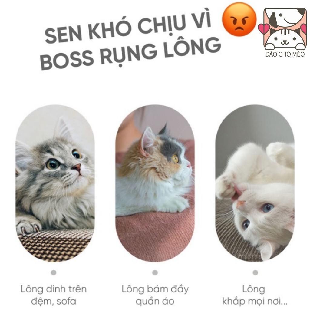 Cây lăn lông tĩnh điện chó mèo - Lăn tĩnh điện hút lông thú cưng làm sạch giường chăn đệm - Đảo Chó Mèo