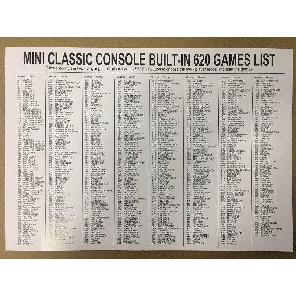 Máy Game 4 nút NES Classic 620 Trò Chơi Mini Retro