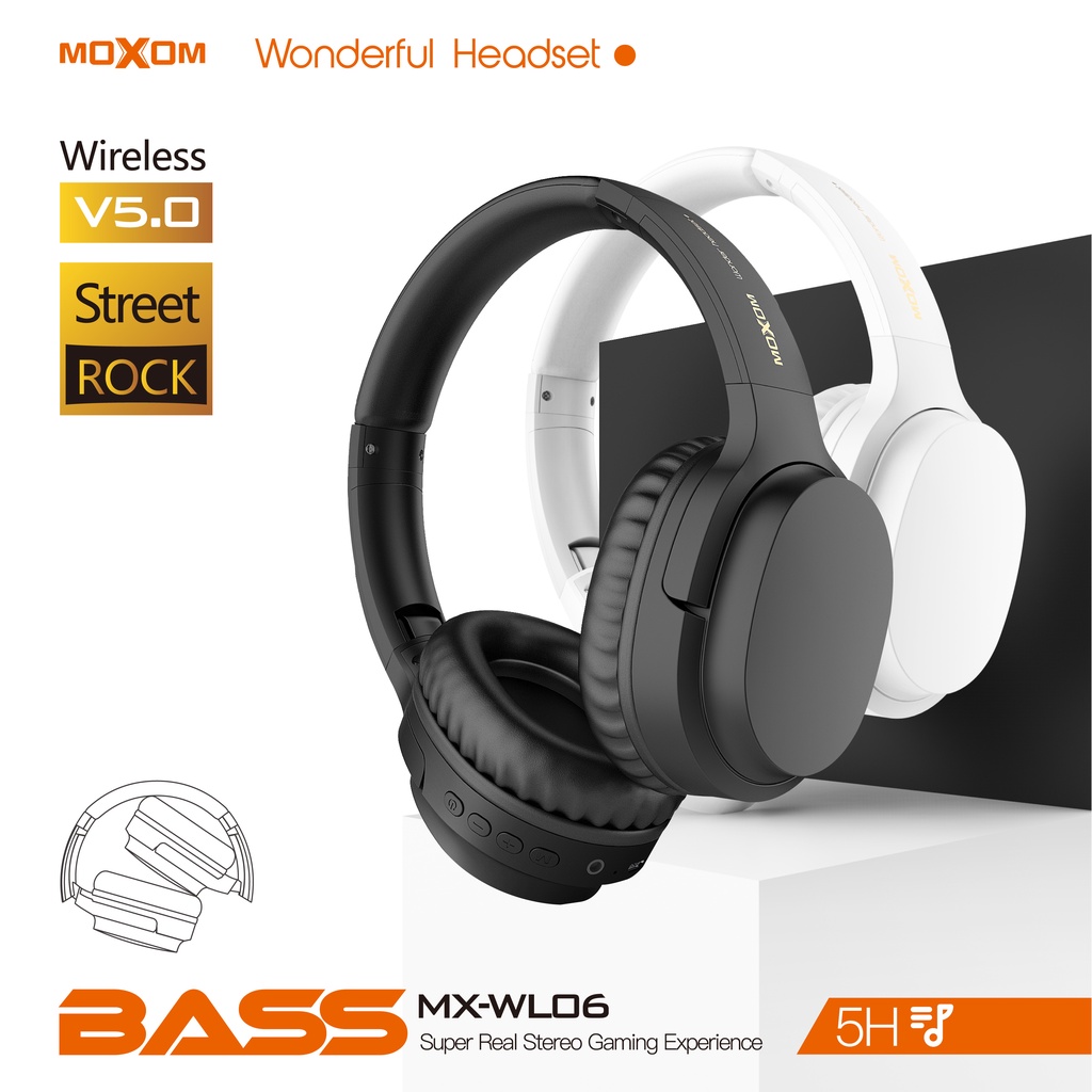 Tai Nghe Bluetooth Headphone MOXOM WL06 Âm Bass Siêu Thực 3in1, Tích Hợp Mic 40mm, Bluetooth 5.0