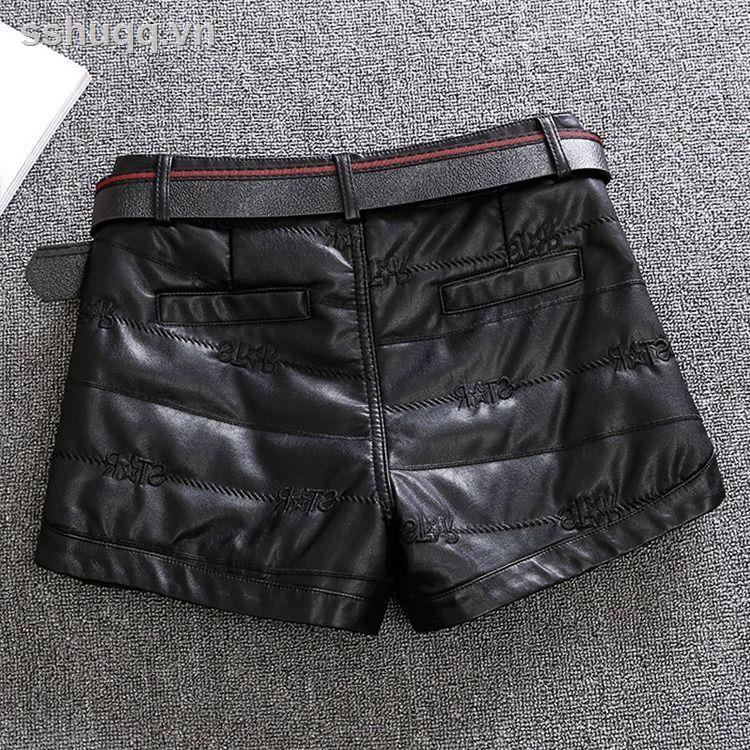 Quần Short Da Lưng Cao Ôm Dáng Phong Cách Hàn Quốc Thời Trang Thu Đông Cho Nữ