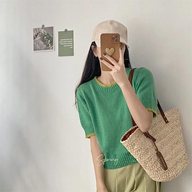 Áo Thun Tay Ngắn Cổ Tròn Màu Trơn Phong Cách Mới