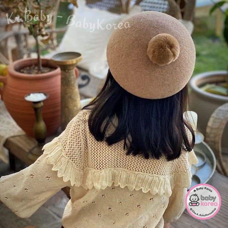 Mũ dạ quả bông đáng yêu made in Korea cho bé từ 2 tuổi thời trang trẻ em BABYKOREA