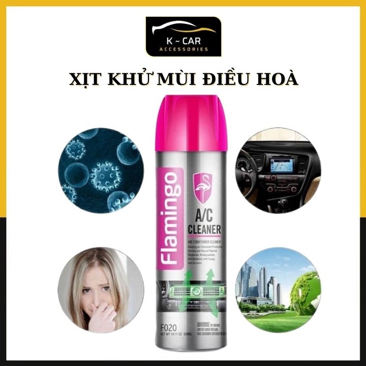 Bình xịt bọt vệ sinh khử mùi hôi điều hoà ô tô, gia đình Flamingo F020 500ml -  Hàng chính hãng