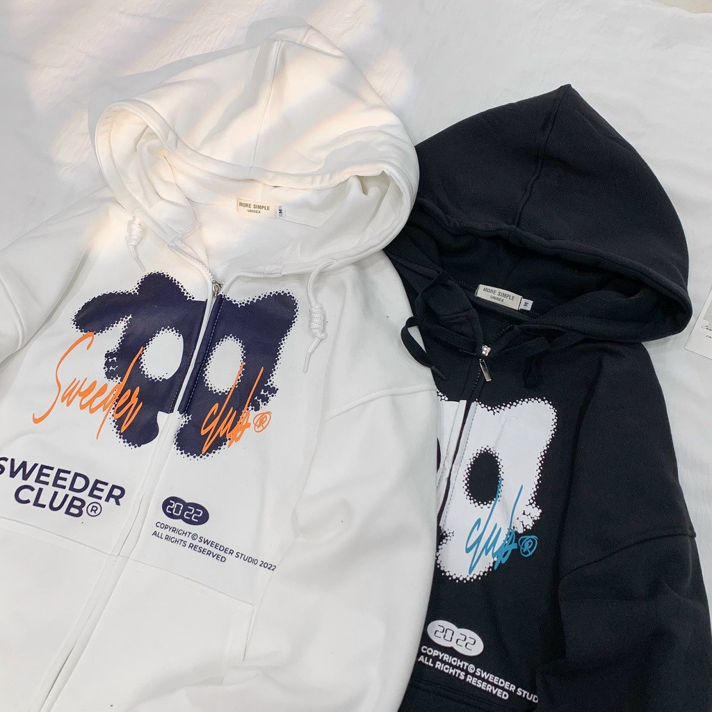 Áo khoác nỉ nam nữ họa tiết Mèo SWEEDER hoodie full zip form rộng bo gấu tay phồng hàn quốc fammilyshop-áo khoác ulzzang