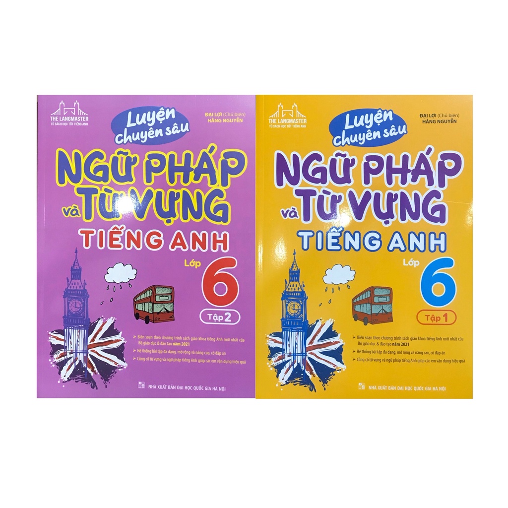 Sách - Luyện chuyên sâu ngữ pháp và từ vựng tiếng anh lớp 6( trọn bộ 2 tập/ lẻ tập 1/ lẻ tập 2)