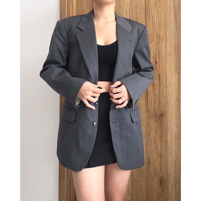 Blazer xám lông chuột