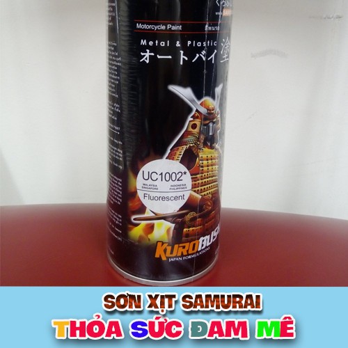 UC1002 _ Chai sơn xịt Samurai Uc 1002 màu nền trắng huỳnh quang trắng