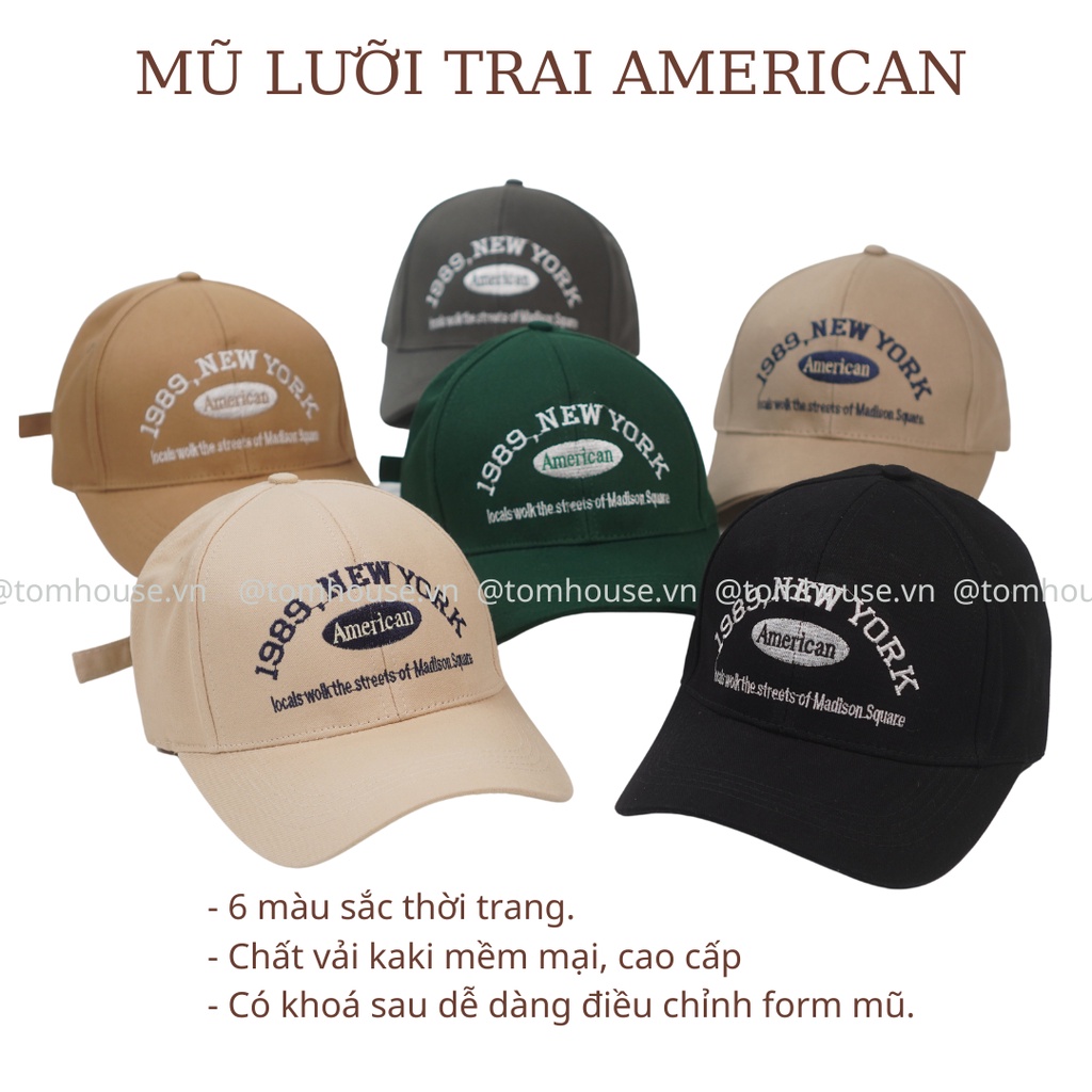 Nón mũ lưỡi trai American nón kết nam nữ đẹp phối hai màu phong cách Hàn Quốc Tom House