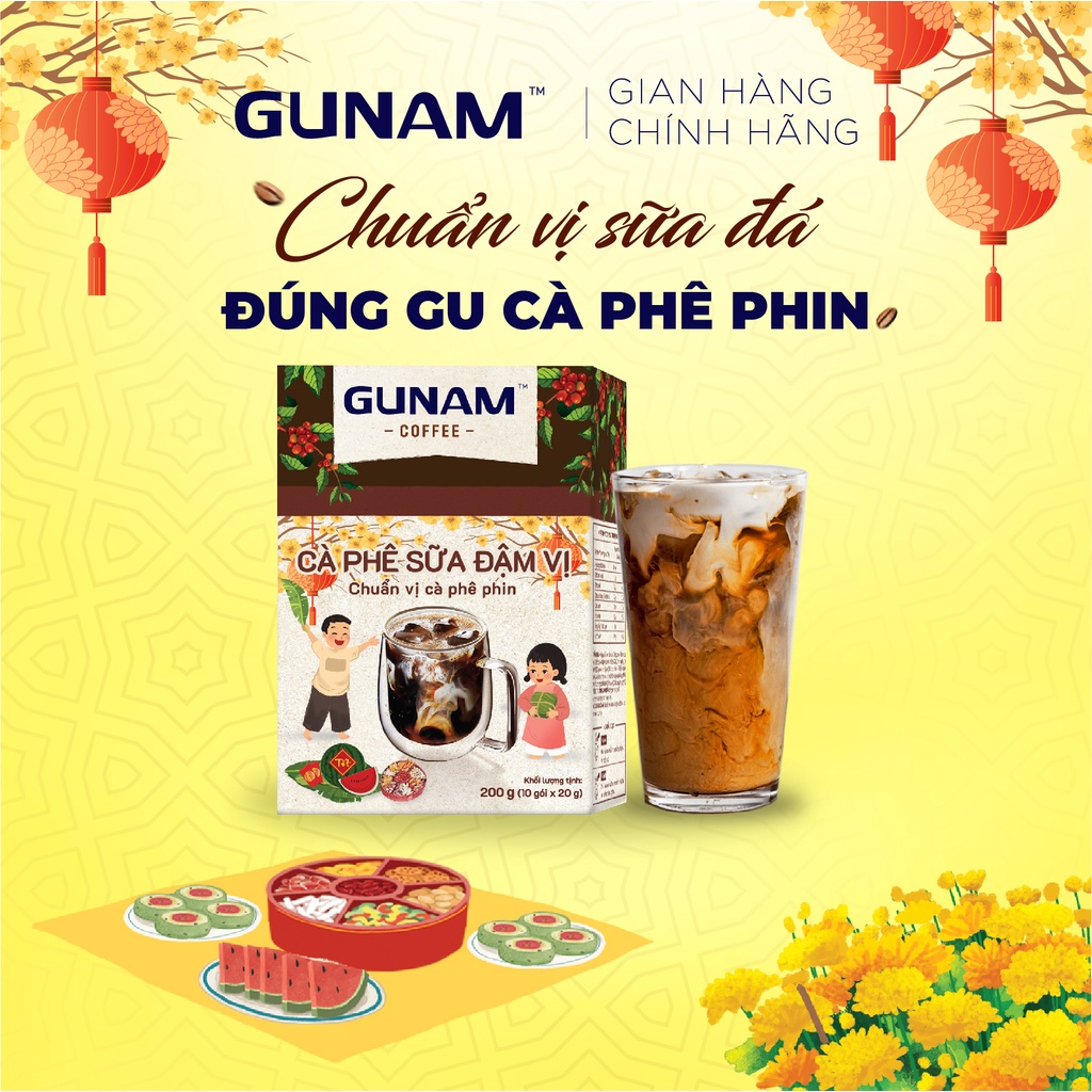 Cà phê hòa tan GUNAM đậm vị cà phê (hộp 10 gói x 20g)