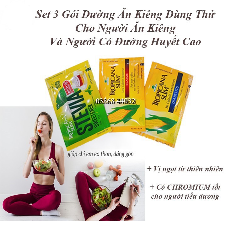 Set 3 Gói Đường Ăn Kiêng Tropicana Slim Chiết Xuất Từ Lá Cỏ Ngọt - Nhập Khẩu Indonesia