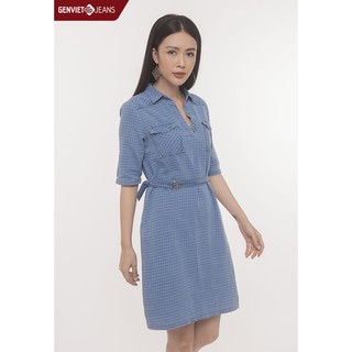 Đầm Jeans Nữ Phối 2 Túi Ngực DD423J792 GENVIET