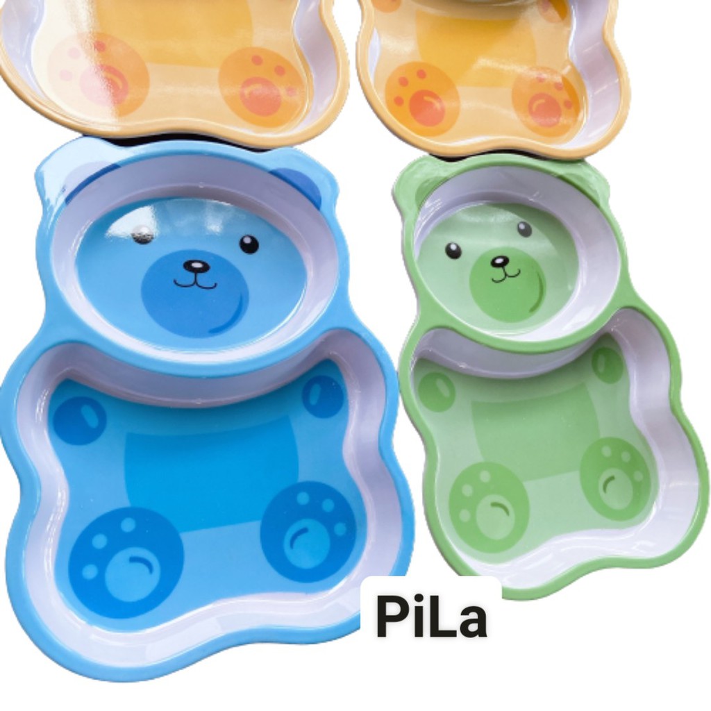 Khay Tập Ăn Em Bé 2 Ngăn Hình Gấu Dày