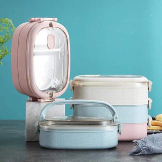 BẢO HÀNH UY TÍN - Cạp lông cơm 2 tầng inox - Cà men giữ nhiệt 3 ngăn có quai xách chống nóng cho cả nam và nữ