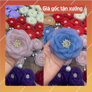 hoa voan cài áo cao cấp - Hoa cài áo  (kim trâm, ghim cài) nhiều màu - FreeShip