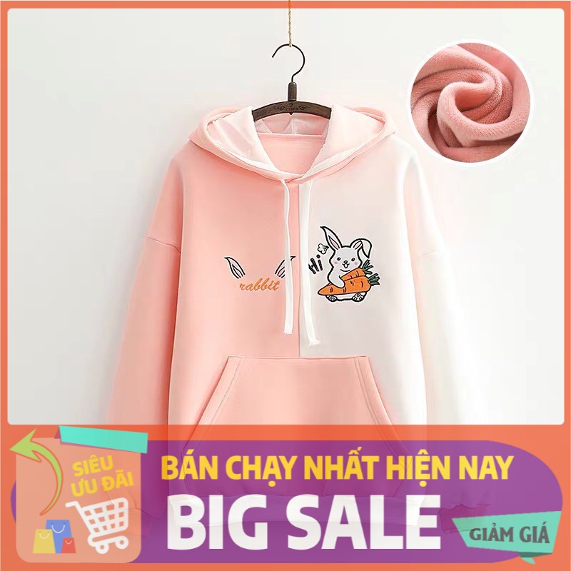 [Mã QUANAP giảm 15k đơn 200k] ÁO HOODIE NÓN UNISEX TÚI BỤNG, THỎ CÀ RỐT