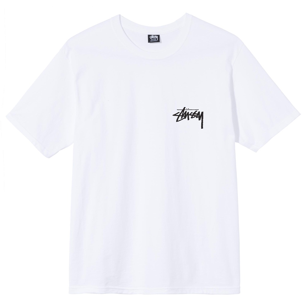 Áo thun tay ngắn dáng rộng in chữ Stussy đính đá phản quang thời trang cho cặp đôi
