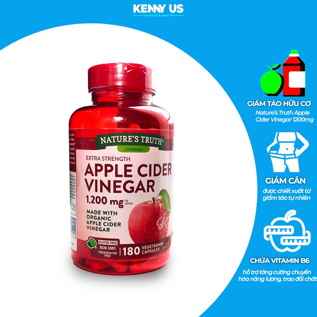 Giấm Táo Giảm Cân Nature Truth Apple Cider Vinegar 1200 mg Hữu Cơ Giảm Cân An Toàn, Hiệu Quả - Kennyus.vn