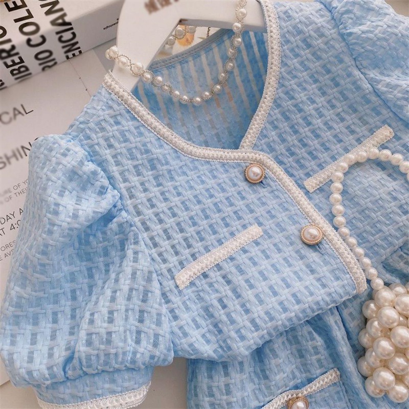 Set áo tay ngắn + quần short thời trang mùa hè đáng yêu dành cho bé gái 1-6 tuổi