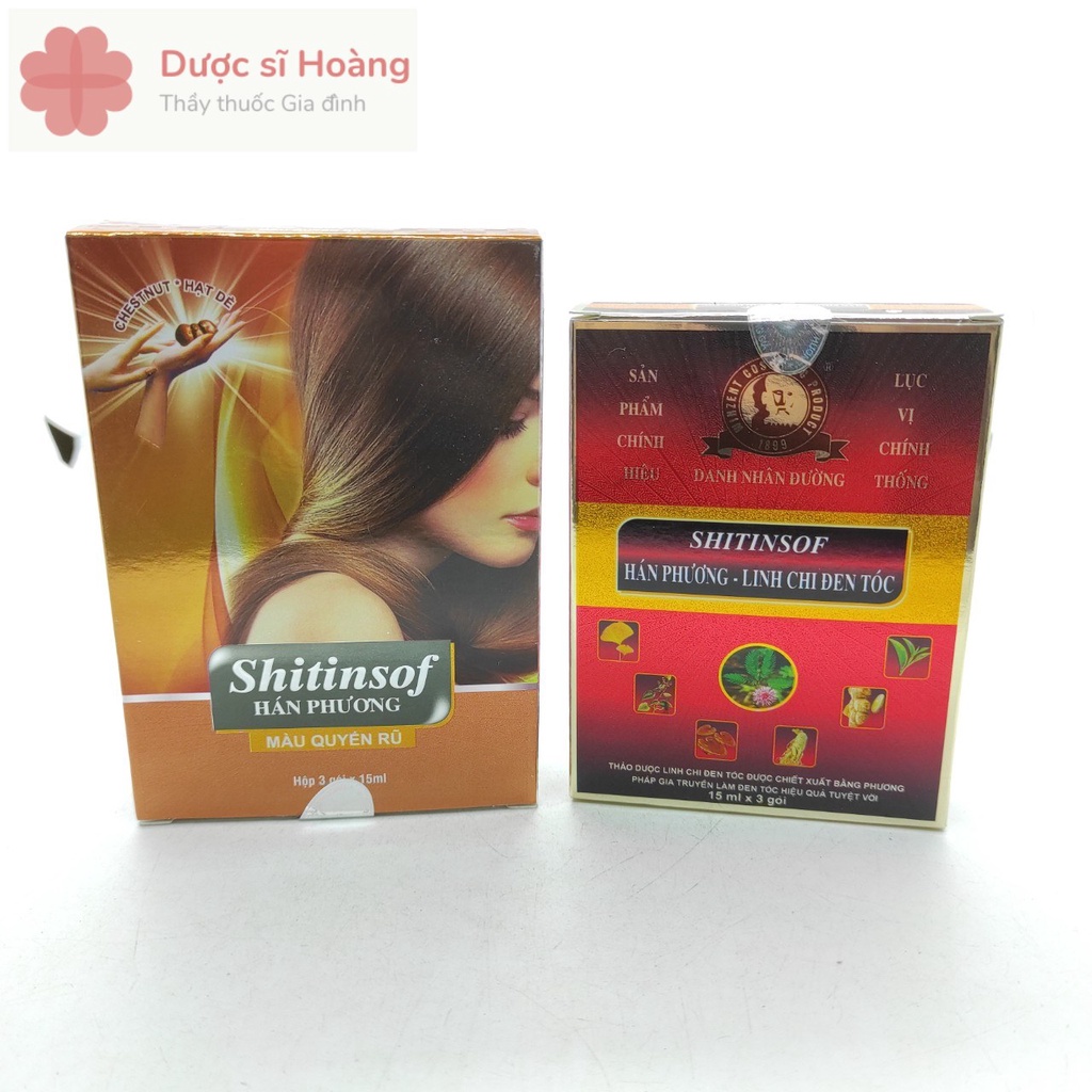 Combo 10 Hộp Dầu gội SHITINSOF - Hán Phương - Linh Chi Đen Tóc &amp; Nâu Quyến Rũ