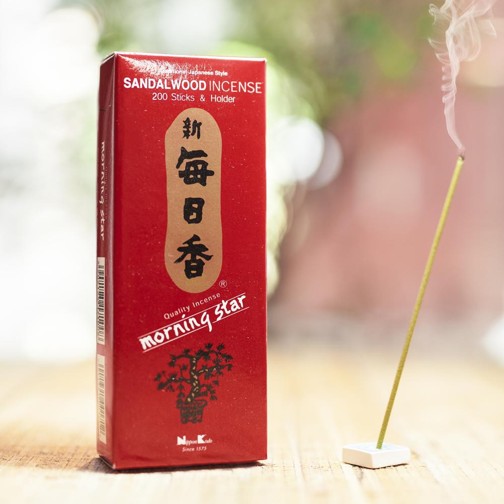 Nhang thơm Morning Star Sandalwood gỗ đàn hương 200 que, Thanh hương Nhật Bản thư giãn Nippon Kodo