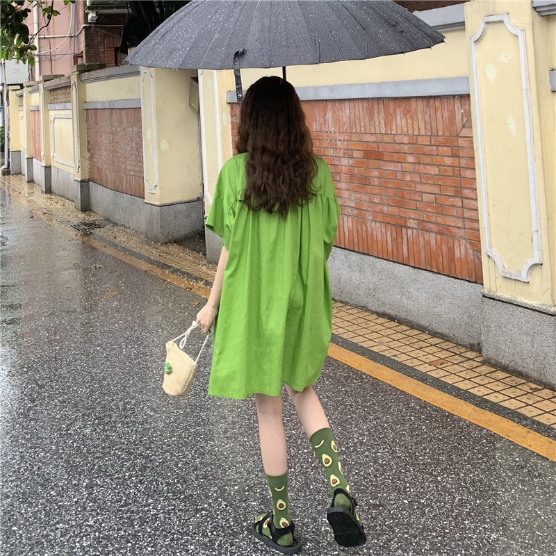 Order đầm babydoll ulzzang kiểu sơ mi giả tầng