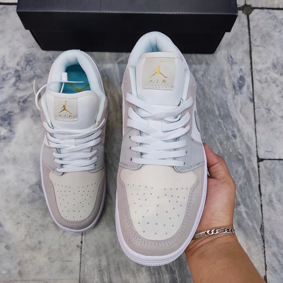 Giày 𝐉𝐨𝐫𝐝𝐚𝐧 1 low paris xám xanh nam nữ cổ thấp, Giày thể thao sneaker JD 1 paris hàng loại đẹp Full Box Bill