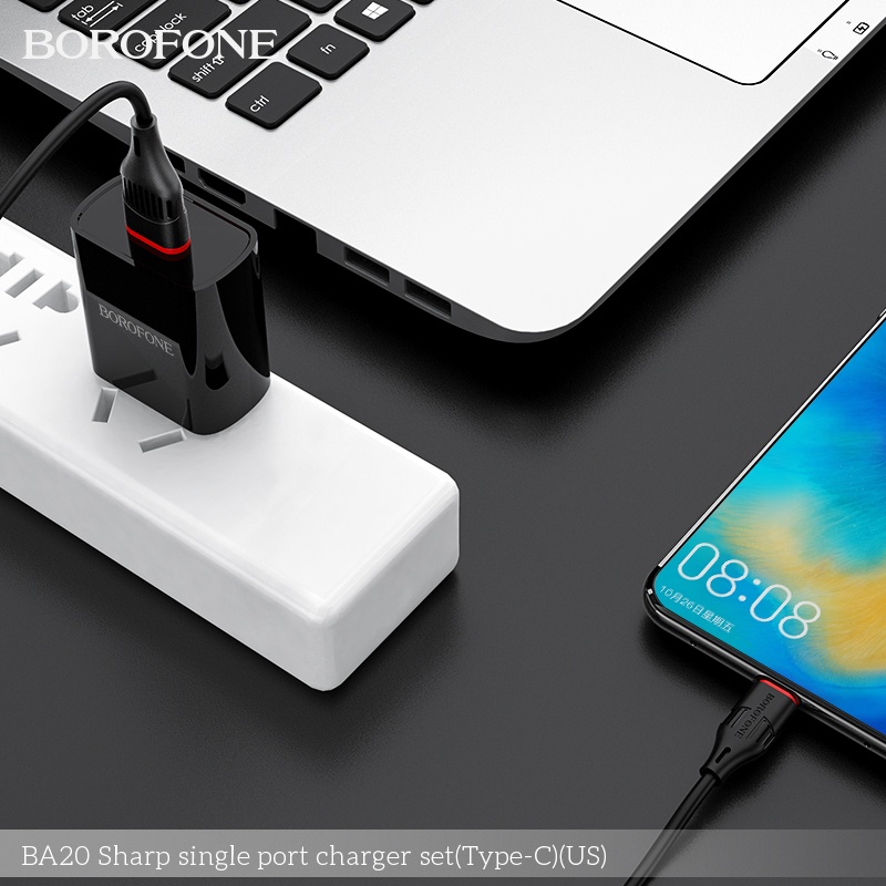 Sạc samsung, androi Borofone BA20 - Bộ sạc 2.1A USB to Type-C tương thích các dòng máy Android