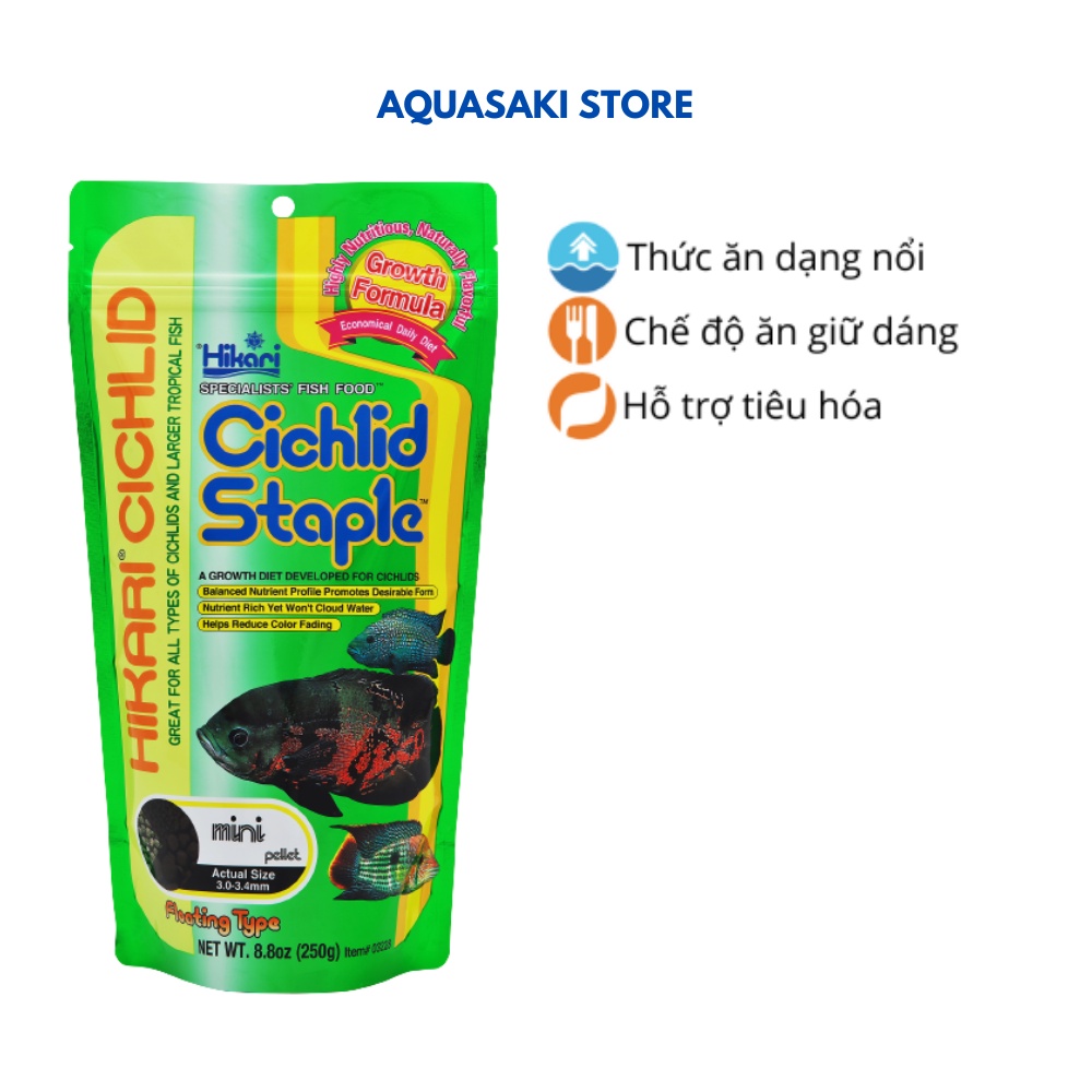 Cám cho cá rô mỹ HIKARI CICHLID STAPLE MINI hạt nổi 250g