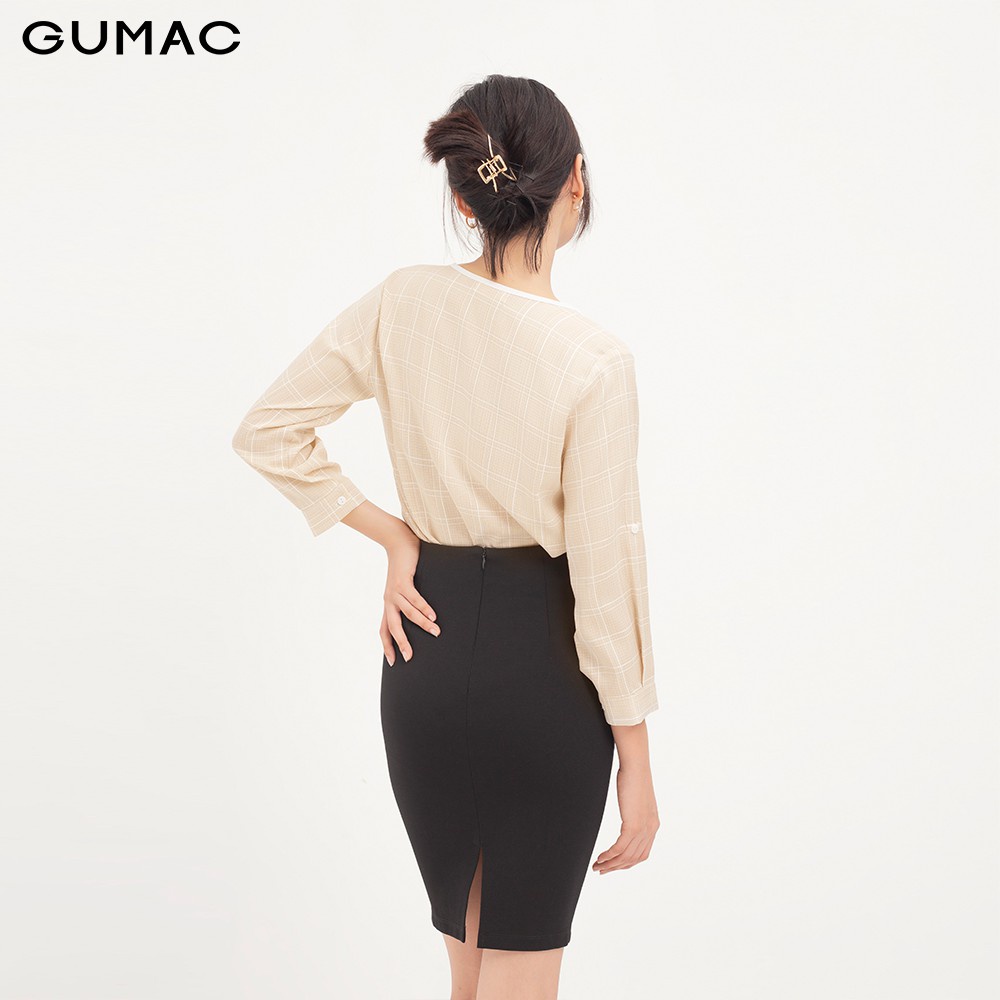 Áo sơ mi nữ caro viền GUMAC đủ màu, đủ size, đồ công sở thanh lịch AA12122 | BigBuy360 - bigbuy360.vn