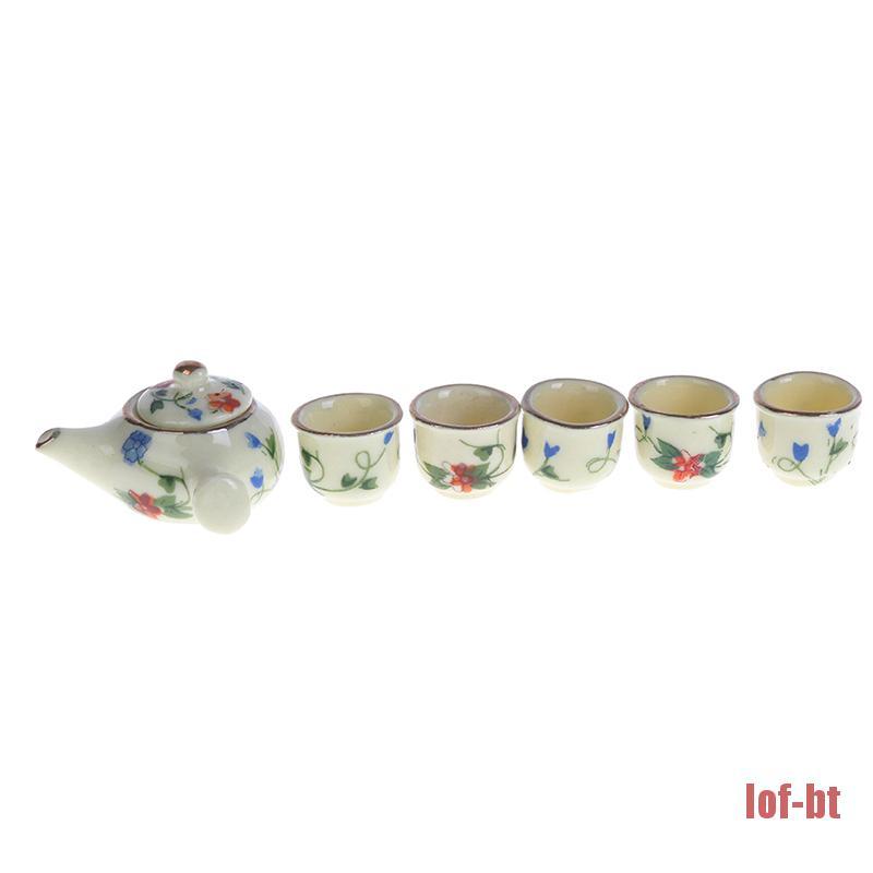 Set 1 Bộ Ấm Trà Và Tách Uống Mini Tỉ Lệ 1: 12 Trang Trí Nhà Búp Bê